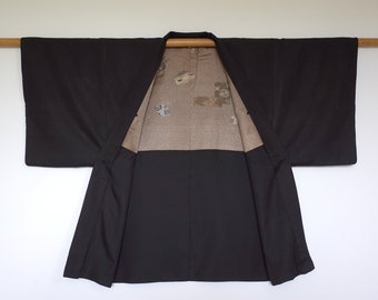 Veste Kimono en soie japonaise, Veste Kimono pièce cousue main único, Veste Kimono homme, Antiquité japonaise, haori, bordado