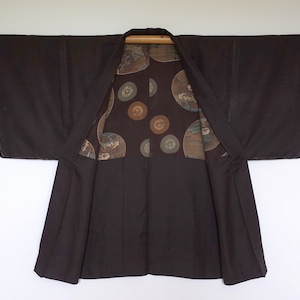 Veste Kimono en soie japonaise, Veste Kimono pièce unique cousue main, Veste Kimono homme, Antiquité japonaise, haori