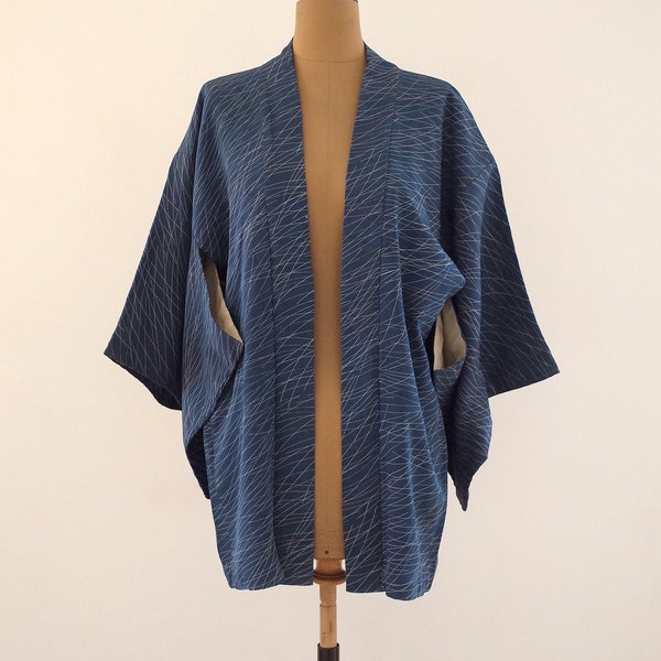 Veste Kimono pièce unique, Kimono soie japonais, Veste Kimono cousue main, Veste Kimono femme, haori, Antiquité japonaise, veste haori