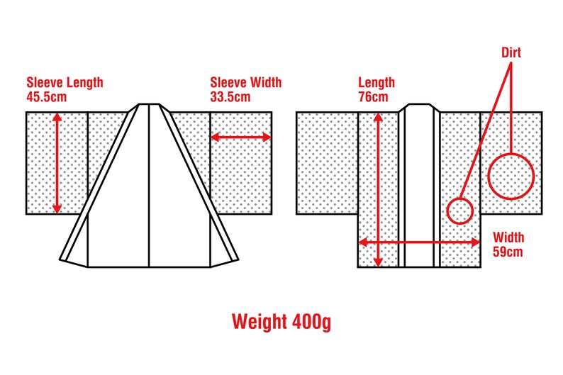 Puede incluir: Un dibujo en blanco y negro de una prenda de vestir con medidas en cent&iacute;metros. La prenda tiene una longitud de manga de 45,5 cm, una anchura de manga de 33,5 cm, una longitud de 76 cm y una anchura de 59 cm. La prenda pesa 400 gramos.