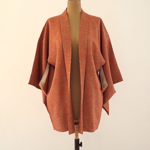 Veste Kimono pièce unique, Kimono soie japonais, Veste Kimono cousue main, Veste Kimono femme, haori, Antiquité japonaise, veste haori