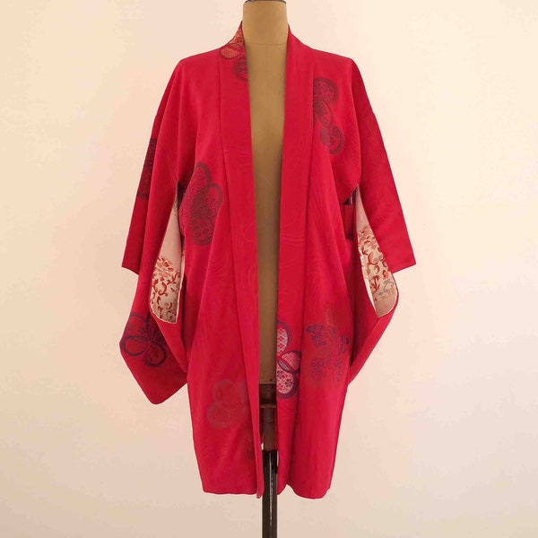 Veste Kimono pièce unique, Kimono soie japonais, Veste Kimono cousue main, Veste Kimono femme, haori, Antiquité japonaise, veste haori