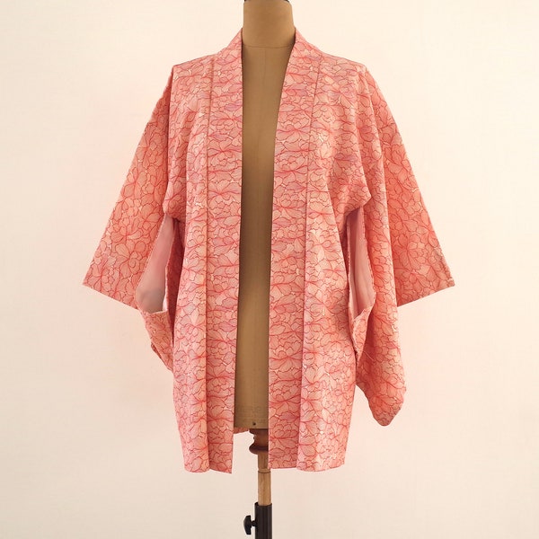 Veste Kimono pièce unique, Kimono soie japonais, Veste Kimono cousue main, Veste Kimono femme, haori, Antiquité japonaise, veste haori