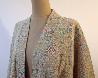 Women's Kimono Jacket, Antique Japanese Kimono Jacket, Silk Kimono Jacket, Unique Piece Kimono Jacket, Hand-Sewn Kimono Jacket