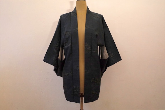 Veste Kimono en soie japonaise, Veste Kimono pièce unique cousue main, Veste Kimono femme, Antiquité japonaise, veste Haori vintage Tsumugi