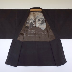 Veste Kimono en soie japonaise, Veste Kimono pièce unique cousue main, Veste Kimono homme, Antiquité japonaise, haori, embroidery