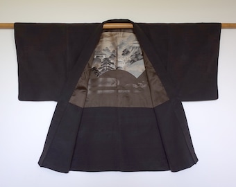 Veste Kimono en soie japonaise, Veste Kimono pièce cousue main único, Veste Kimono homme, Antiquité japonaise, haori, bordado