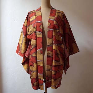 Veste Kimono en soie japonaise, Veste Kimono pièce unique cousue main, Veste Kimono femme, Antiquité japonaise, veste Haori vintage