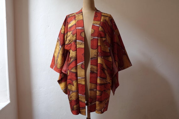 Veste Kimono en soie japonaise, Veste Kimono pièce unique cousue main, Veste Kimono femme, Antiquité japonaise, veste Haori vintage