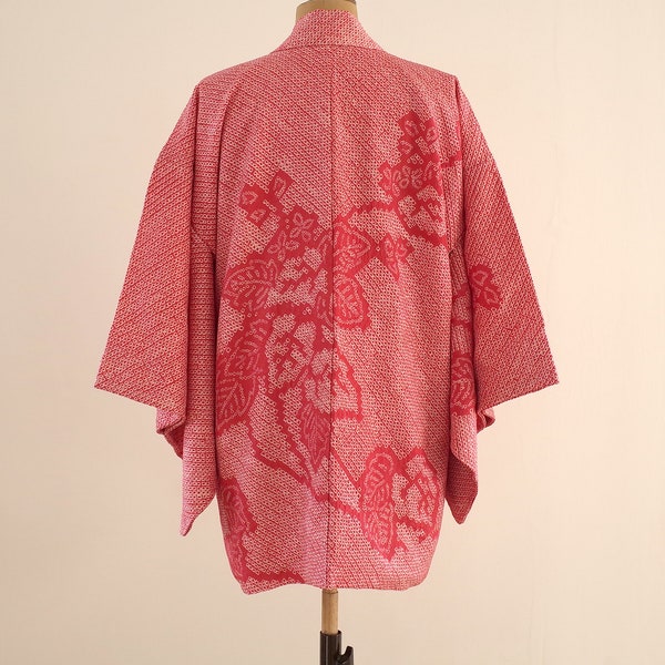 Veste Kimono pièce unique, Kimono soie japonais, Veste Kimono cousue main, Veste Kimono femme, haori shibori, Antiquité japonaise, shibori