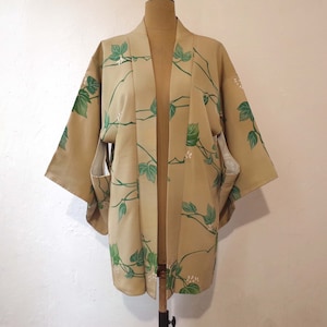 Veste Kimono en soie japonaise, Veste Kimono pièce unique cousue main, Veste Kimono femme, haori, Antiquité japonaise, veste haori