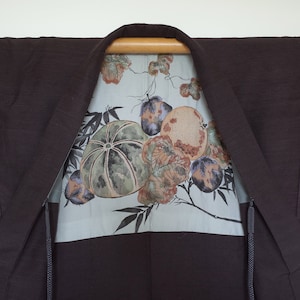 Veste Kimono en soie japonaise, Veste Kimono pièce unique cousue main, Veste Kimono homme, Antiquité japonaise, haori, pumpkin