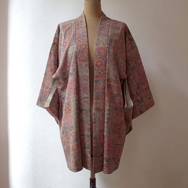 Veste Kimono pièce unique, Kimono soie japonais, Veste Kimono cousue main, Veste Kimono femme, haori, Antiquité japonaise, veste haori