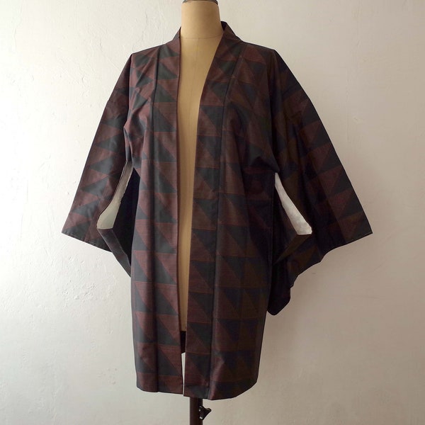 Kimono jacket unique piece, Japanese silk kimono, Hand-sewn Kimono jacket, Women's Kimono jacket, tsumugi, Japanese antique, haori jacket