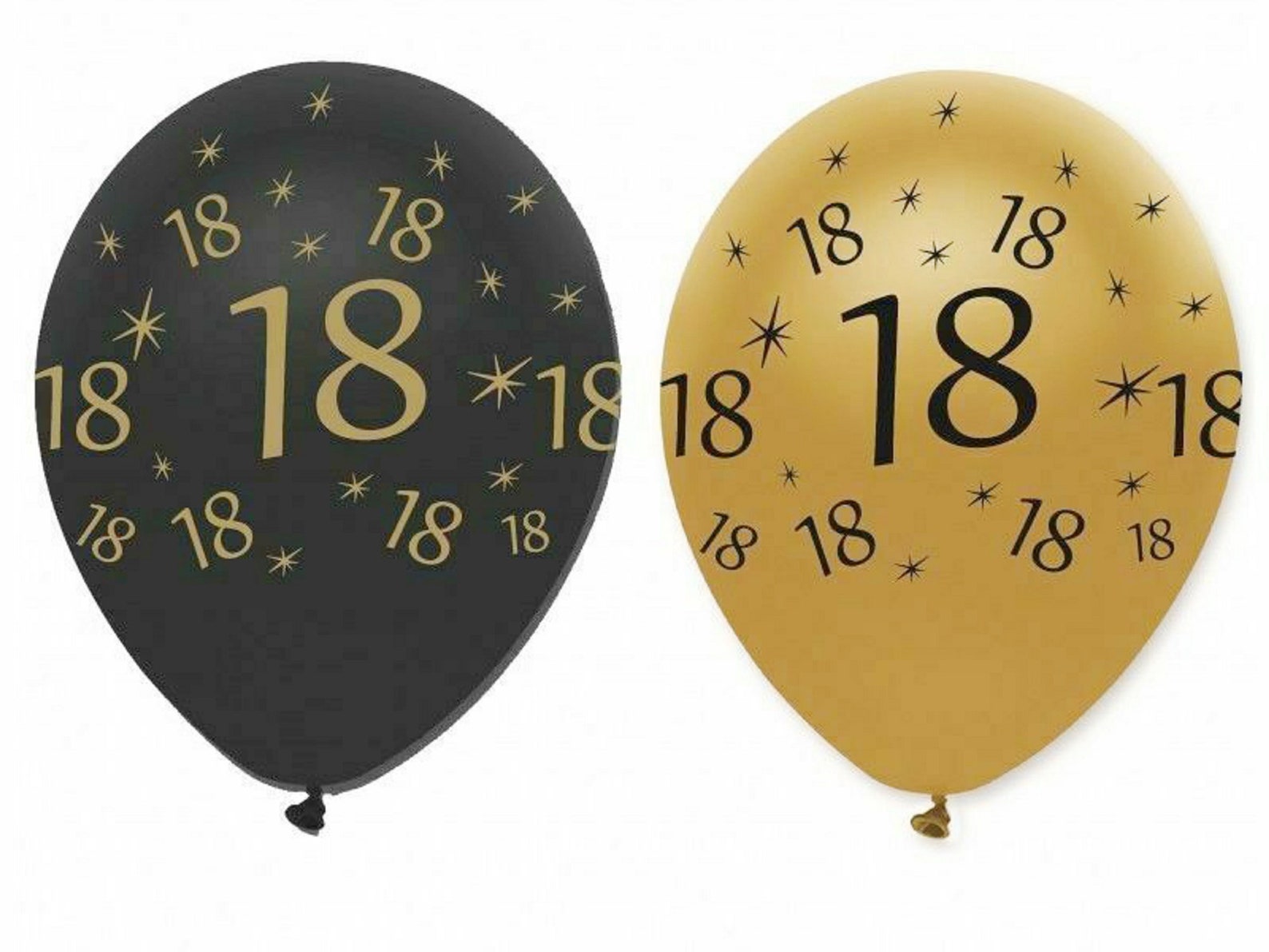 6 Pack 18th Birthday Black & Gold Helium Balloons / Happy - Etsy UK