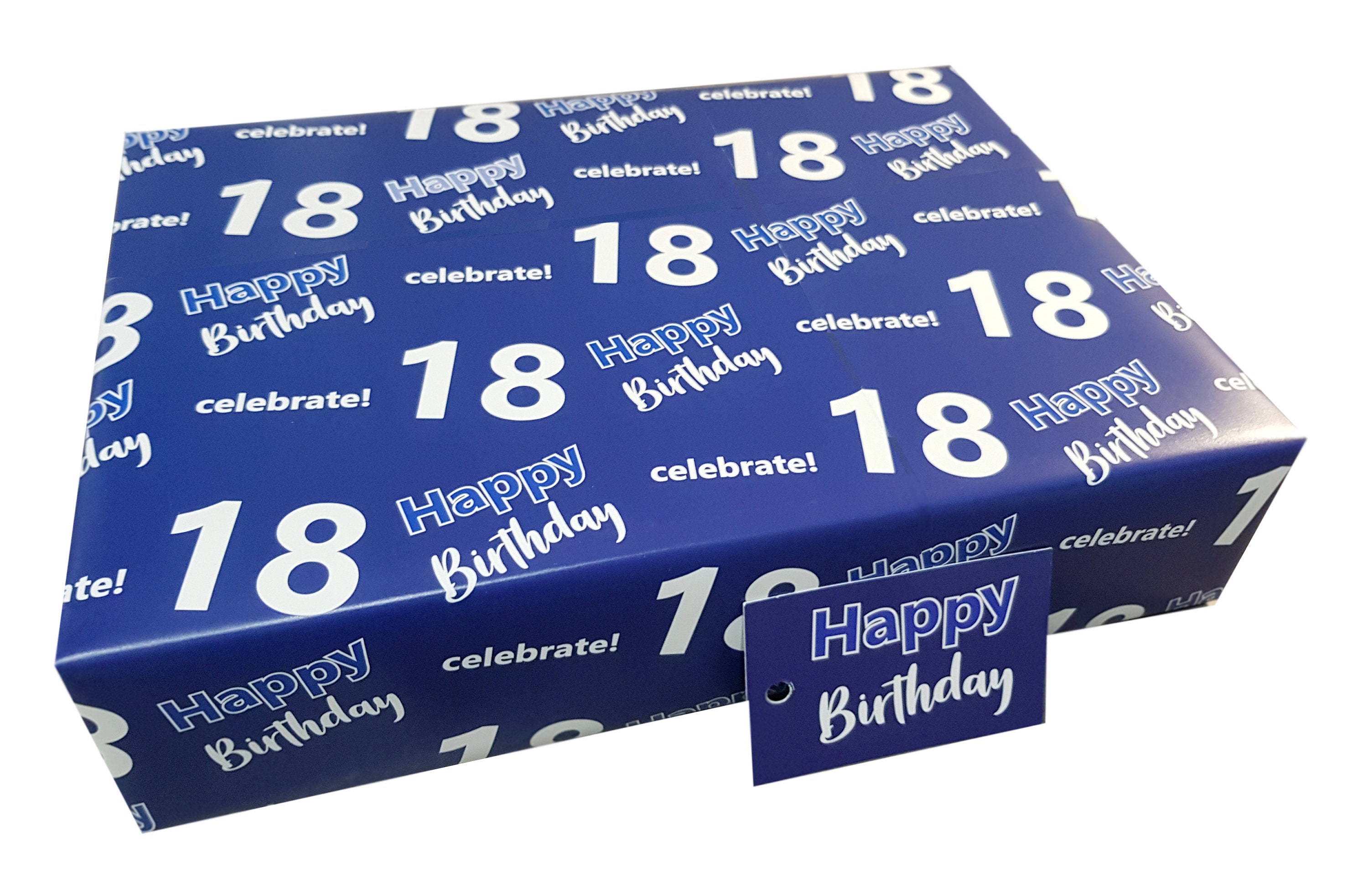 18th Birthday Blue Wrapping Paper Male Giftwrap Age 18 With Etsy