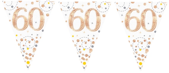 Happy 90th Birthday Holographic Triangular Party Foil Banner Bunting 90 Blue