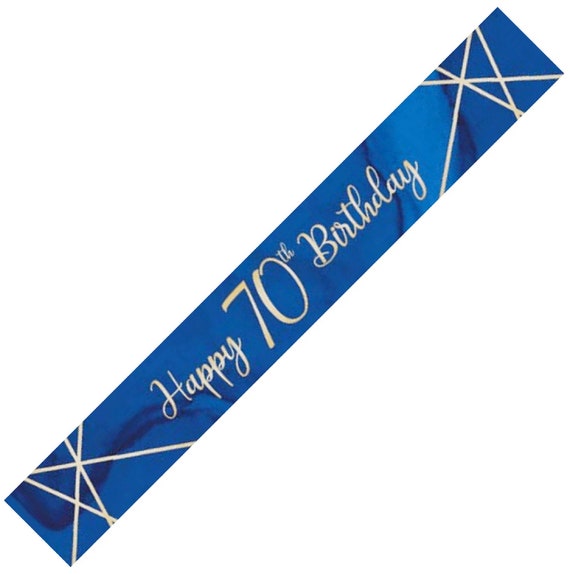 Happy 70th Birthday Blue & Gold Banner / Happy 70th Birthday - Etsy