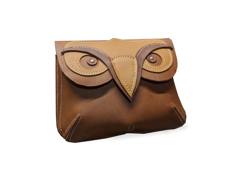 Leather Owl Purse Handmade Hand Sewn - Leather Owl Purse Leather Owl Purse Handmade Hand Sewn - Leather Owl Purse