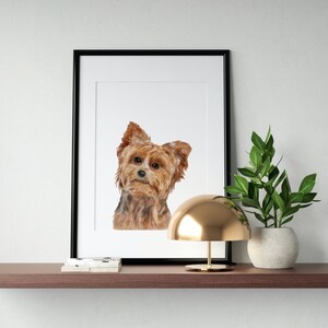Yorkie Watercolor Dog Breed Print, SINGLE PRINT, Custom Wall Art, Watercolor Dogs, Digital Download, Print Downloads