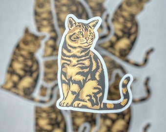 Tabby Cat Vinyl Sticker - Waterproof - Etsy