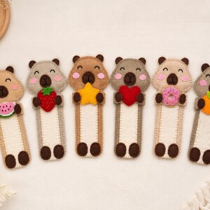 Felt Capybara Bookmark PDF Sewing Pattern: 2 Muzzle Sizes, 6 Accessories