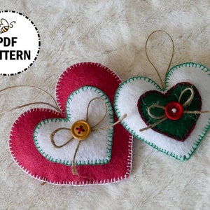 Felt Heart Ornament Pattern: Christmas Decoration Project (PDF Digital Download)