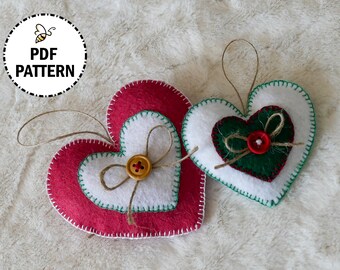Felt Heart Ornament Pattern: Christmas Decoration Project (PDF Digital Download)