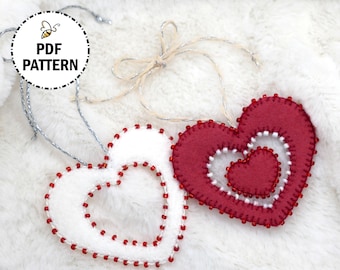 Felt Heart Ornament Sewing Pattern: Easy DIY Decoration (PDF Digital Download)