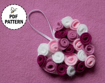 Rosebud Heart Felt Tag Sewing Pattern: Valentine's Project (PDF Digital Download)