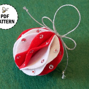 3D ボール飾り - フェルトのクリスマス デコレーション パターンとチュートリアル - インスタント PDF デジタル ダウンロード