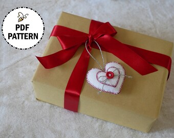Felt Heart Ornament Sewing Pattern: Valentine's Decoration (PDF Digital Download)