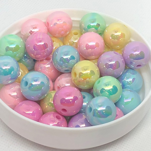 Opaque 16mm Acrylic Beads Round Pastel Spring Mixed Colors-For Keychains, Kids Jewlery & Crafting