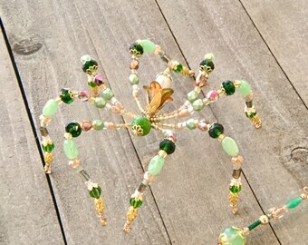Beaded Christmas Spider Ornament: Handcrafted Crystal Sun Catcher