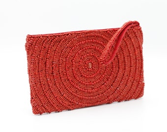 Coral Red Beaded Wristlet, Fair-Trade and Ethically Sourced