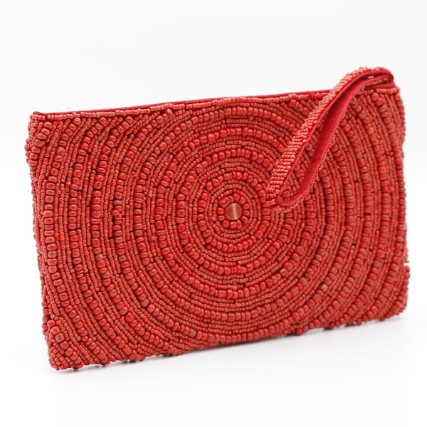 Coral Red Beaded Wristlet, Fair-Trade and Ethically Sourced
