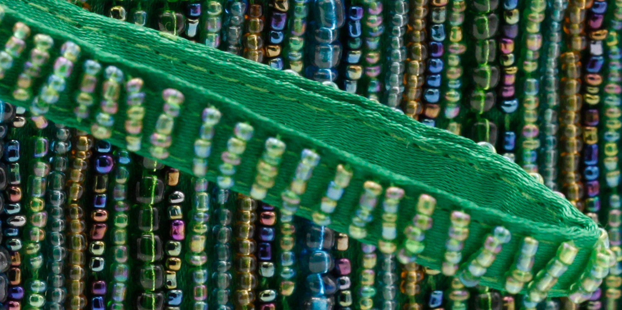 Ciao Green Stripe Beaded Clutch main image 1