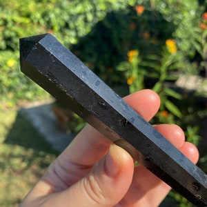 1 Black Tourmaline Double Terminated Wand, geology, crystal collection, rock collectors, protection stone, black crystal, halloween, gift