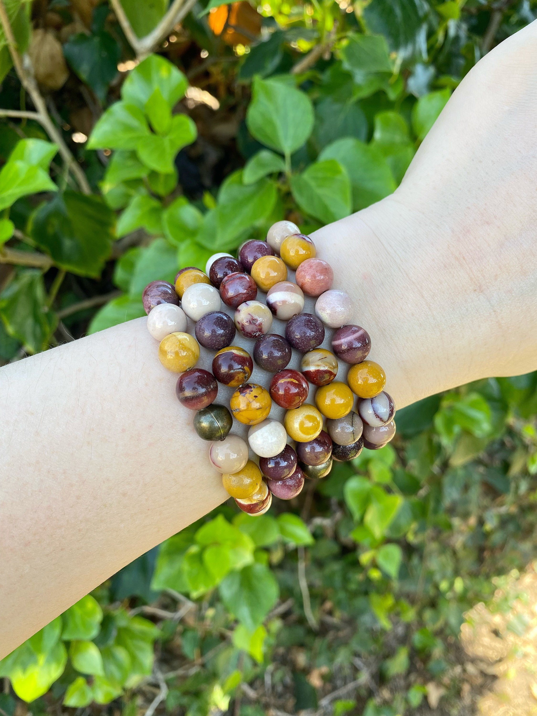Mookaite Jasper 10mm Beaded Bracelet, Rock Hound, Gift for Her
