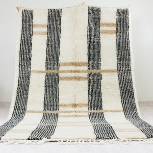 Moroccan rug white - Handwoven Modern living room rug - White and Brown Beni ourain rug - Contemporary Moroccan area rug