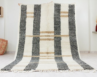 Moroccan rug white - Handwoven Modern living room rug - White and Brown Beni ourain rug - Contemporary Moroccan area rug