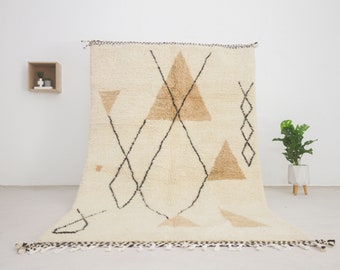Moroccan rug white and brown - Soft Modern living room rug - White and Brown Beni ourain rug - Contemporary Moroccan area rug