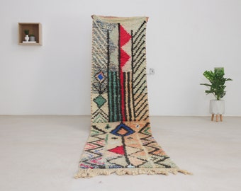 Moroccan runner Boujaad - Runner rug Colorful - Runner rug 2x10 - Hallway Runner - Genuine lamb Wool