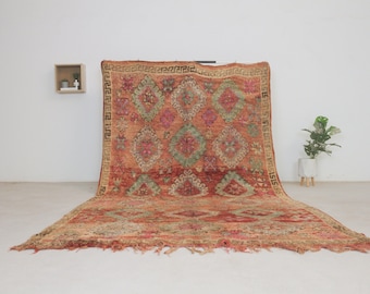 Vintage moroccan rug - Old berber rug - Red 6x11rug - Authentic Moroccan vintage rug