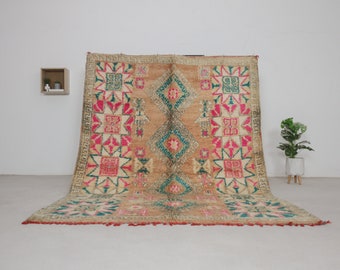Vintage moroccan rug - Peach vintage rug - 6x8 rug - Authentic Moroccan Berber rug
