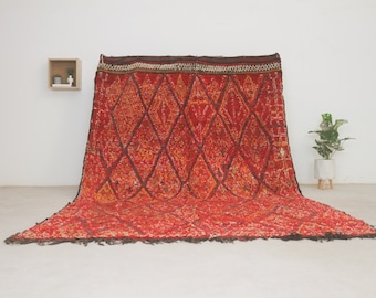 Vintage moroccan rug - Old berber rug - Red 7x10 rug - Authentic Moroccan vintage rug