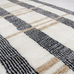 Moroccan rug white Handwoven Modern living room rug White and Brown Beni ourain rug Contemporary Moroccan area rug image 3