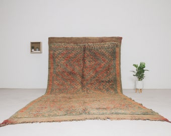 Vintage moroccan rug - large Orange and Gray Vintage Rug  - 6x13 rug - Authentic Moroccan Berber rug