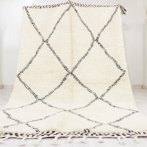 Authentic Moroccan rug white - Handwoven Modern living room rug - White Beni ourain rug