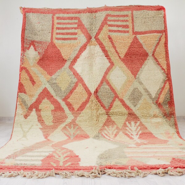 Awrin Moroccan Boujaad Hand Knotted Rug Bohemian Style For Boho Home Decor Fans 5 Ft 7 In By 9 Ft 1 In main image 1